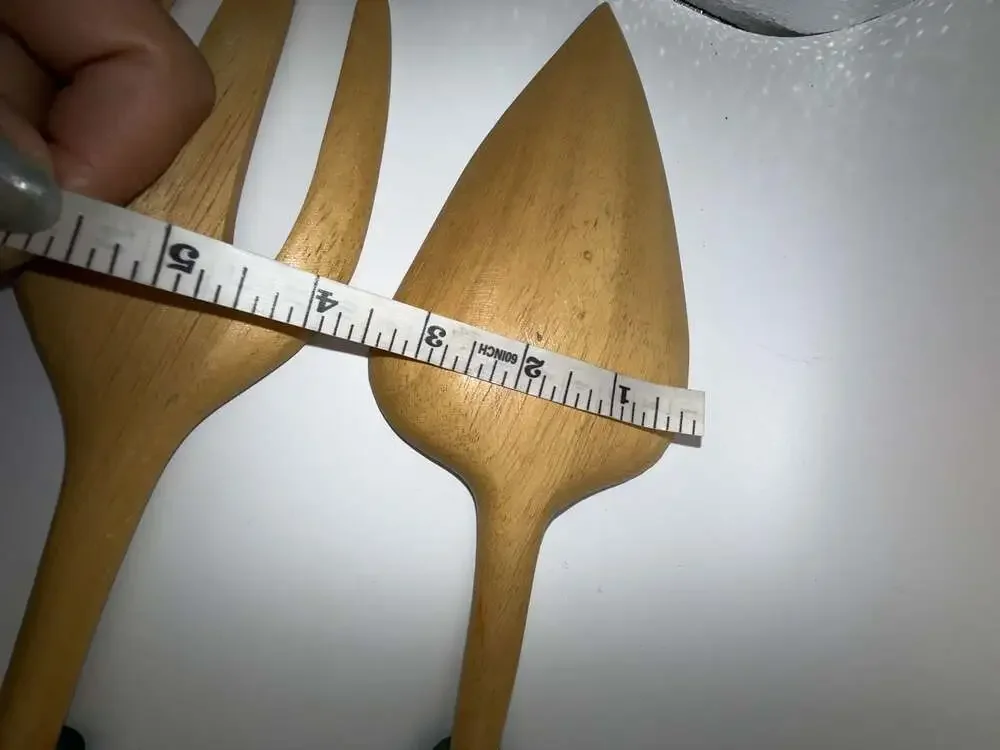 Vintage Mid-Century Modern Painted Wood Salad Serving Set